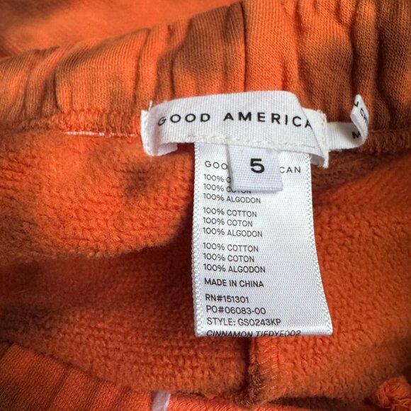 Good American Tie Dye Cinnamon Orange Boyfriend shorts Size 5 - Picture 3 of 3